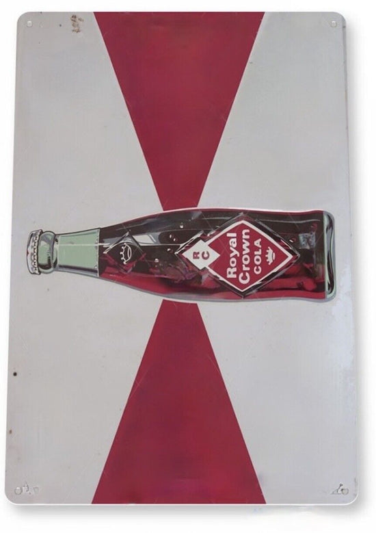 RC COLA TIN SIGN DRINK THE FRESHER REFRESHER ROYAL CROWN CLASSIC LOGO ORIGINAL
