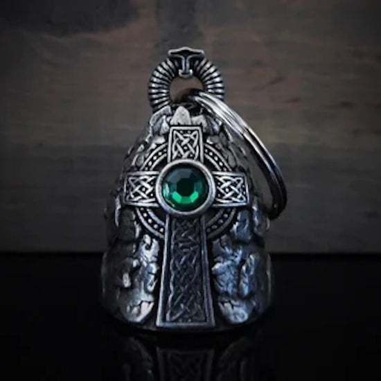 CELTIC CROSS BIKER BELL DIAMOND  MOTORCYCLE ACCESSORY OR KEYCHAIN AWAY GREMLINS