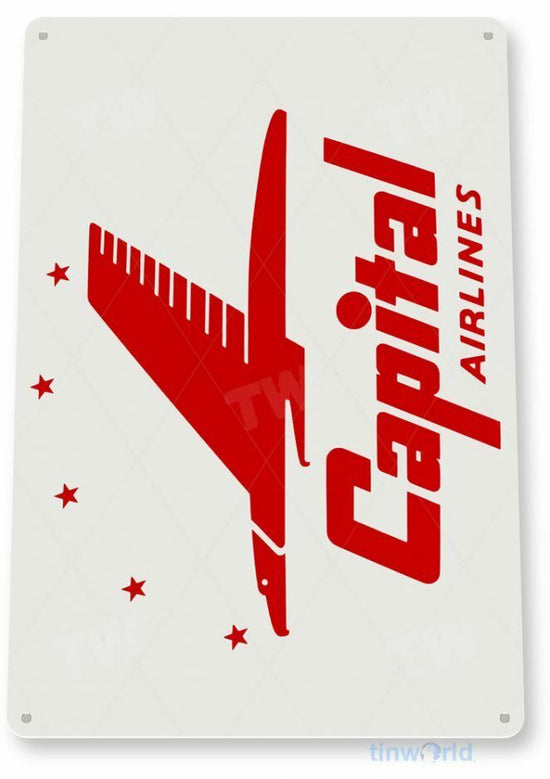 CAPITAL AIRLINES 11 X 8 TIN SIGN AVIATION AIRPLANE AIRCRAFT RETRO SKY HARBOR LAX