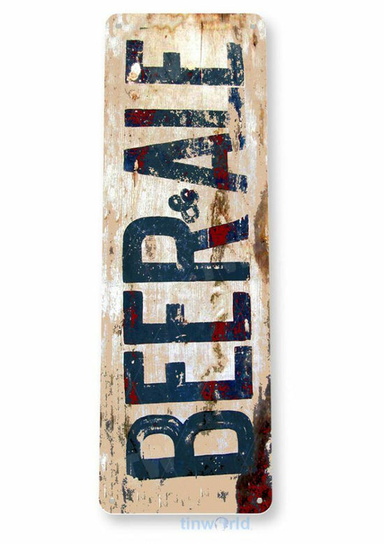 BEER AND ALE 11X4 TIN SIGN BAR PUB BREWING COMPANY BEER SPIRITS SALOON TAVERN