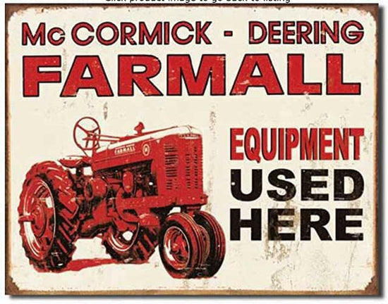 GENUINE FARMALL TIN SIGN Mc CORMICK DEERING TRACTOR SERVICE PARTS FIELD ANIMAL