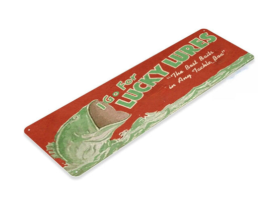 LUCKY STRIKE LURE TIN SIGN MINNESOTA BAIT COMPANY BEST IN ANY TACKLE BOX BASS