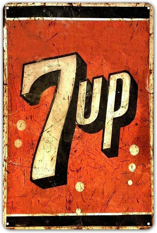 7 UP TIN SIGN FEELS GOOD TO BE YOU LIKE IT LIKES YOU CRISP CLEAN NO CAFFEINE New