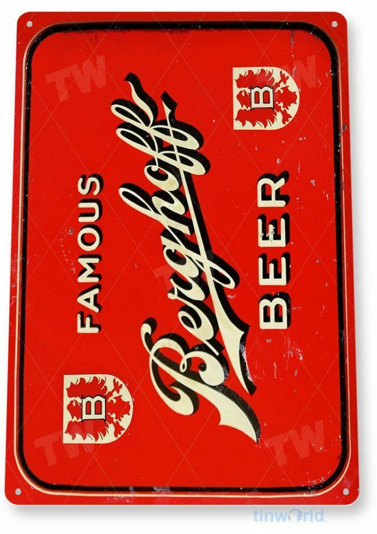 BERGHOFF BEER TIN SIGN BREWING BREWERY CHICAGO STEVENS POINT MIDWEST 12x18 inch