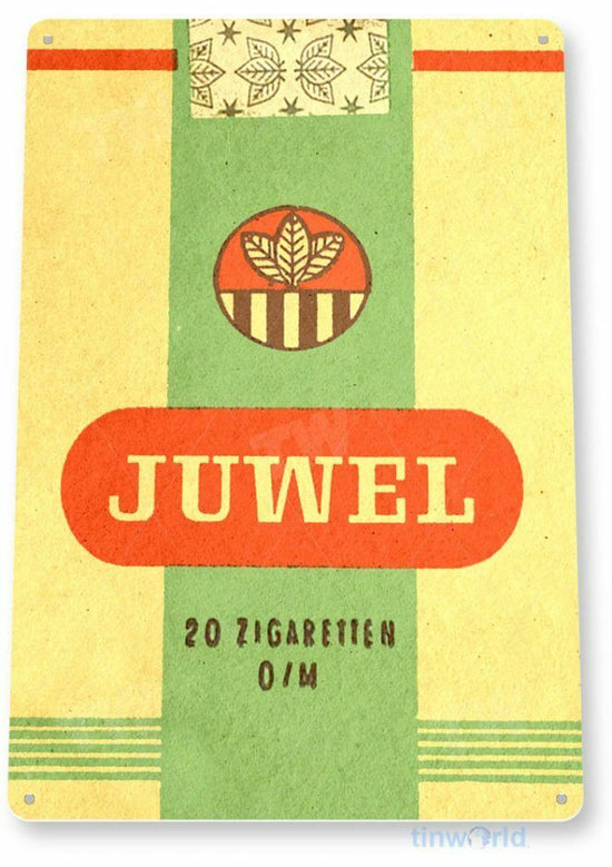JUWEL 11X8 TIN SIGN TOBACCO SNUFF CIGARETTE PIPE TOBACCIANA PACK BOX