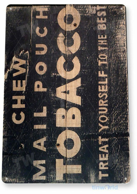 MAIL POUCH 11X8 TIN SIGN TOBACCO SNUFF CIGARETTE PIPE TOBACCIANA CIGAR BOX