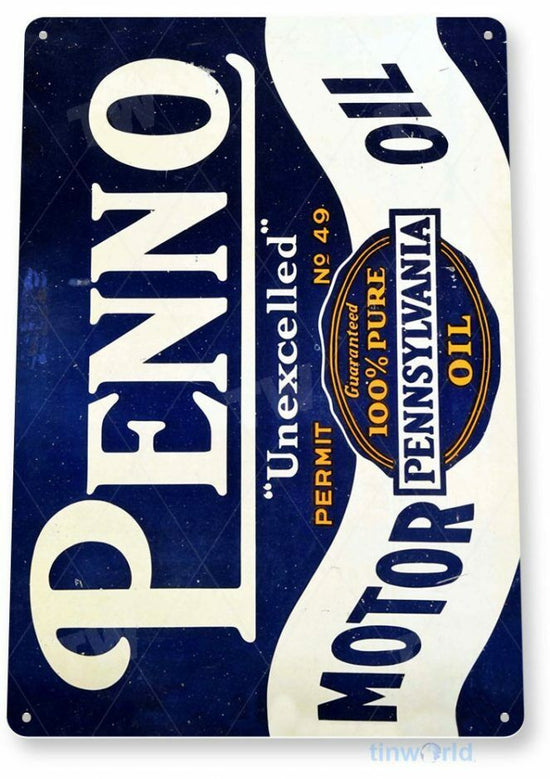 PENNO MOTOR OIL 11 X 8 TIN SIGN AUTO AUTOMOBILE MECHANIC ADVERTISEMENT STATION