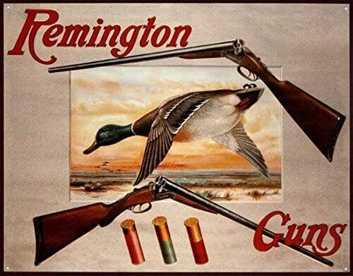 REMINGTON TIN SIGN GUN AMMO SHELL DUCK HUNTING MALLARD TEAL WOOD ALL WEATHER