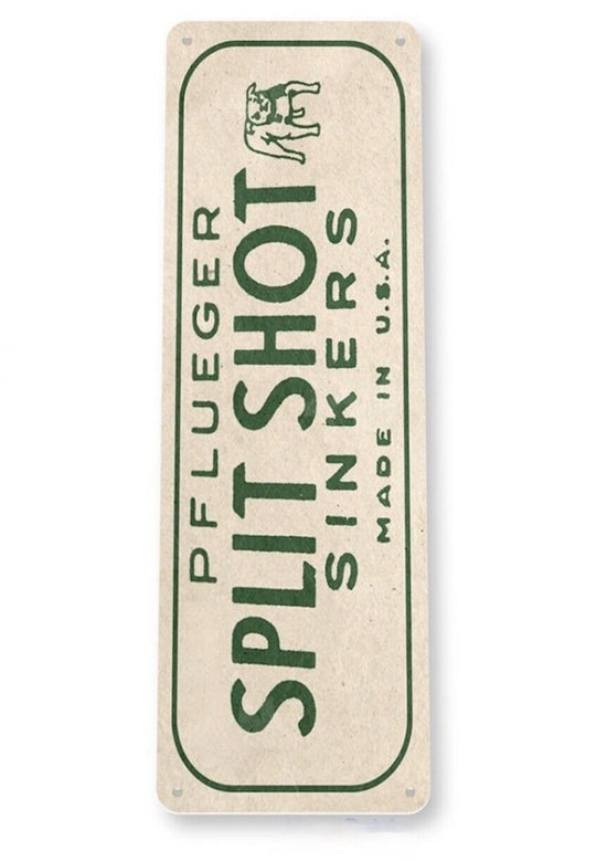 PFLUEGER SINKERS 6x18 INCH TIN SIGN FINE FISHING TACKLE CATCH FISH LURE BASS
