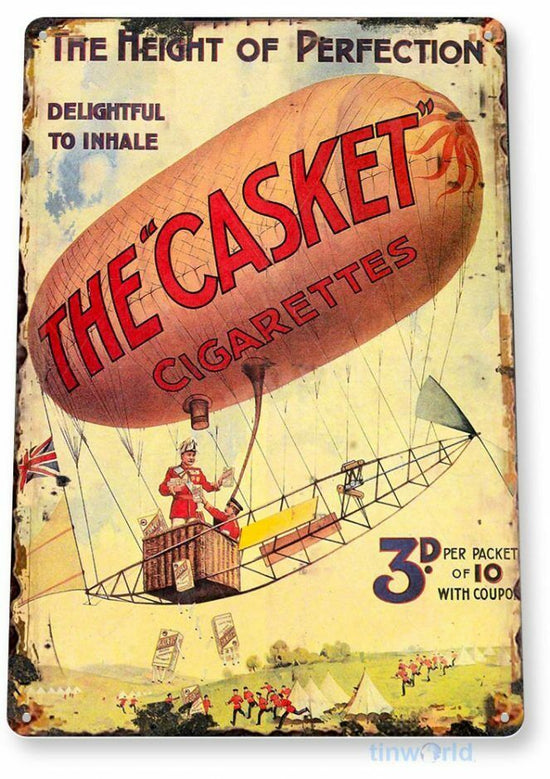 THE CASKET 11X8 TIN SIGN TOBACCO SNUFF CIGARETTE PIPE TOBACCIANA PERFECTION