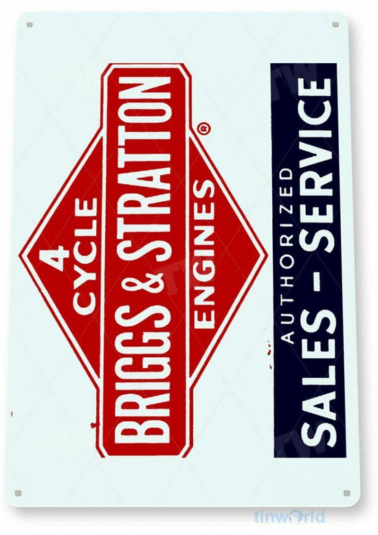 BRIGGS STRATTON 12x18 in TIN SIGN AUTO AUTOMOBILE MECHANIC ADVERTISEMENT ENGINE