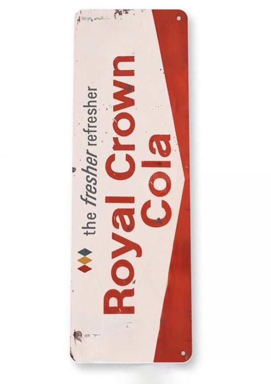 RC COLA TIN SIGN 10.5 X 4.5   DRINK THE FRESHER REFRESHER ROYAL CROWN BOTTLE