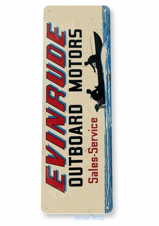 EVINRUDE OUTBOARD 11 X 4 TIN SIGN NOSTALGIC REPRODUCTION ADVERTISEMENT USA