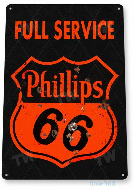 PHILLIPS 66 11 X 8 TIN SIGN AUTO AUTOMOBILE MECHANIC ADVERTISEMENT