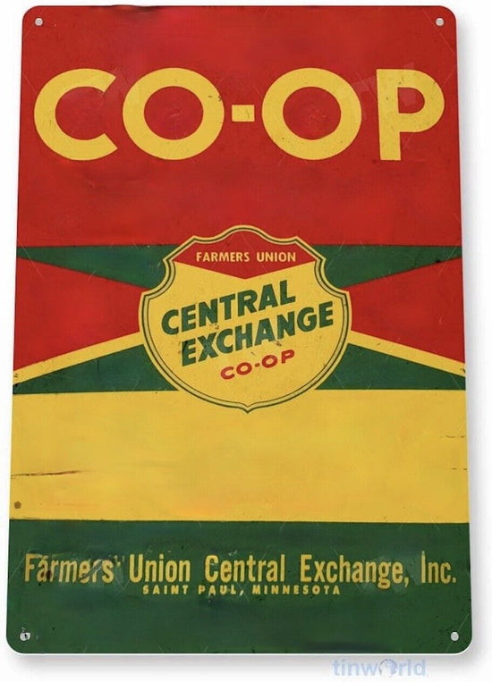 COOP CENTRAL EXCHANGE TIN SIGN FARMERS UNION Saint Paul CO-OP AG AGRICULTURE