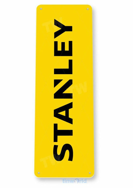 STANLEY 11 X 4 TIN SIGN AUTO AUTOMOBILE MECHANIC ADVERTISEMENT TOOLS DRILL