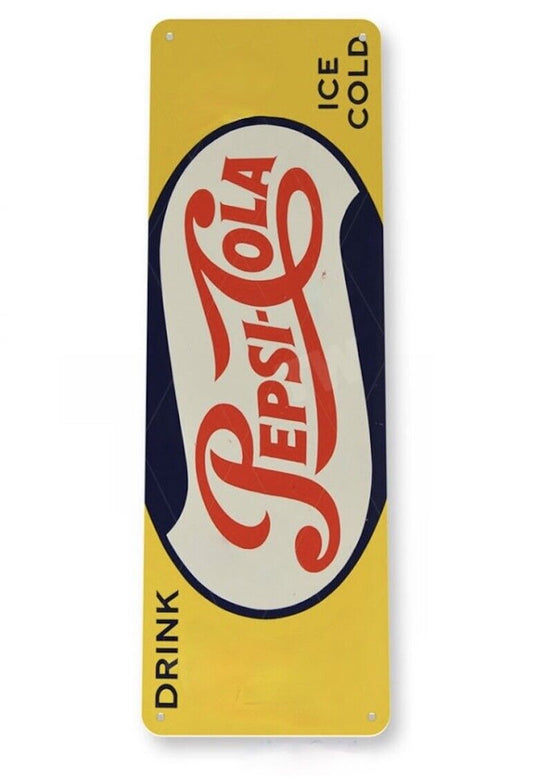 PEPSI TIN SIGN COLA REFRESHING HEALTHFUL JOY OF DIET CHERRY BOTTLE CAP 6x18 inch