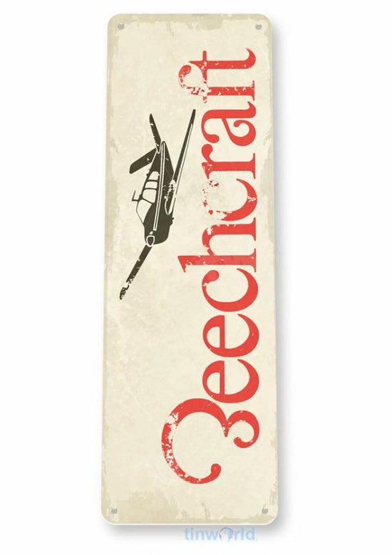 BEECHCRAFT 11 X 4 TIN SIGN AVIATION AIRPLANE AIRCRAFT RETRO LAX JFK JAL