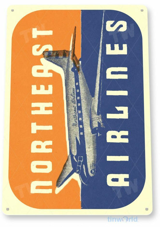 NORTHEAST AIRLINES 11 X 8 TIN SIGN AVIATION AIRPLANE AIRCRAFT RETRO LAX JFK JAL