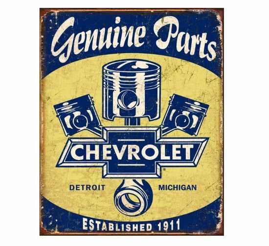 GENUINE CHEVY PARTS TIN SIGN 12 X 8  CHEVROLET CAR POSTER METAL WALL ART