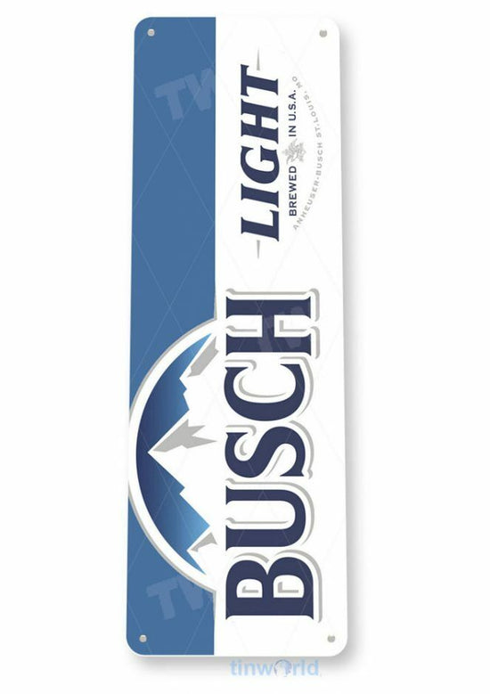 BUSCH LIGHT 6x18 in TIN SIGN BREW BAR PUB BREWING COMPANY HEAD FOR THE MOUNTAINS