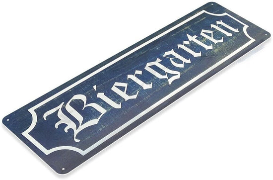 BIERGARTEN TIN SIGN BIER RUSTIC BAR PUB BEER WALL DECOR GERMAN OCTOBERFEST 6x18