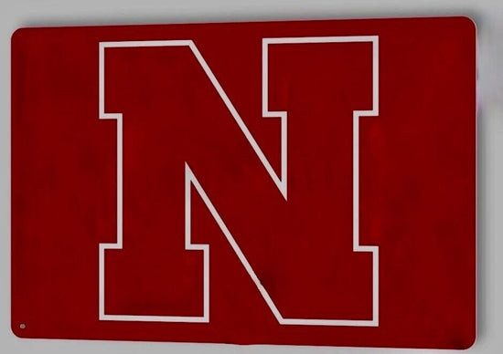 NEBRASKA TIN SIGN HUSKERS CORNHUSKERS FOOTBALL MEMORIAL STADIUM BIG 10 RED 