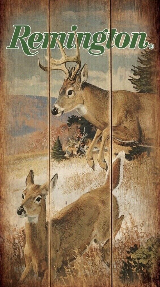 REMINGTON FLYING TARGETS DEER  WOOD SIGN WALL PLAQUE WOODEN AMMO BUCK DOE SEASON