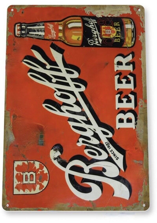 BERGHOFF BEER TIN SIGN BREWING BREWERY CHICAGO STEVENS POINT MIDWEST 1887