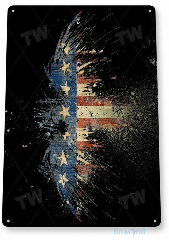 AMERICAN EAGLE 11 x 8 TIN SIGN AUTO AUTOMOBILE MECHANIC ADVERTISEMENT PATRIOT