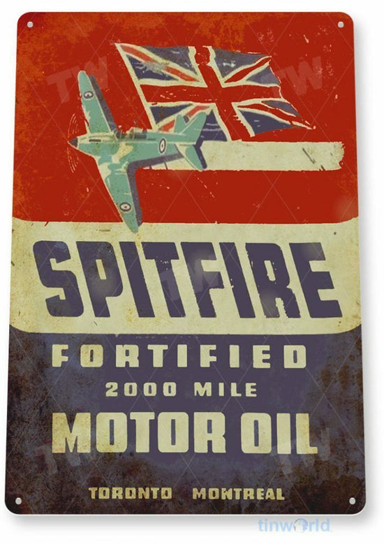 SPITFIRE AVIATION MOTOR OIL 11 X 8  TIN SIGN AVIATION AIRPLANE AIRCRAFT RETRO