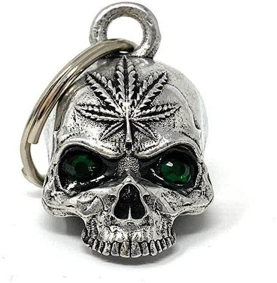 POT HEAD BIKER BELL MOTORCYCLE ACCESSORY OR KEYCHAIN DIAMOND SKULL