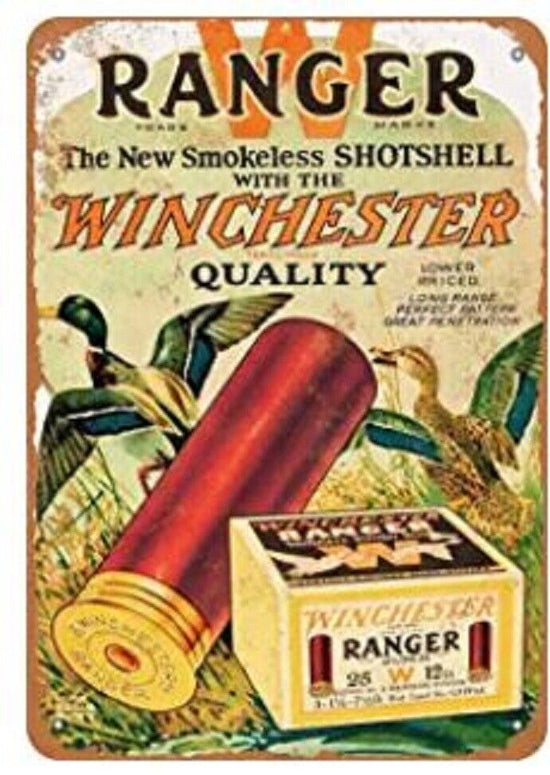 WINCHESTER TIN SIGN DUCK RANGER HUNTING SHELLS SHOTGUN SEASON HUNTER ART POSTER